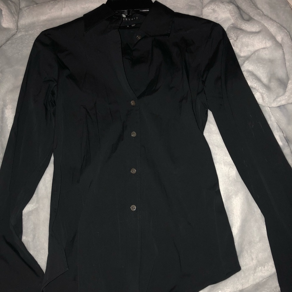 Theory black long sleeve button down